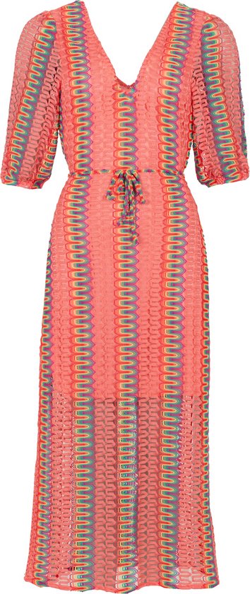 Freebird Jurk Dress Gala Wv Crochet 1685 Multi Coral Dames Maat - L