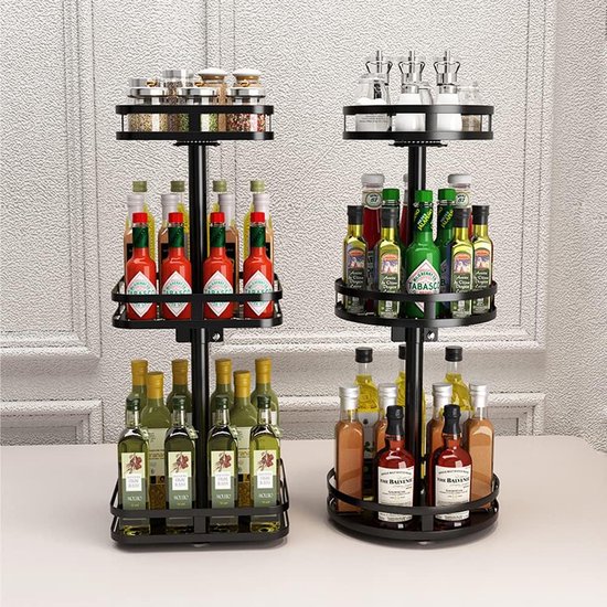 Roterend Kruidenrek En Lazy Susan Organizer Voor Op Het Aanrecht Vrijstaand Draaiplateau Met Specerijen En Olierek