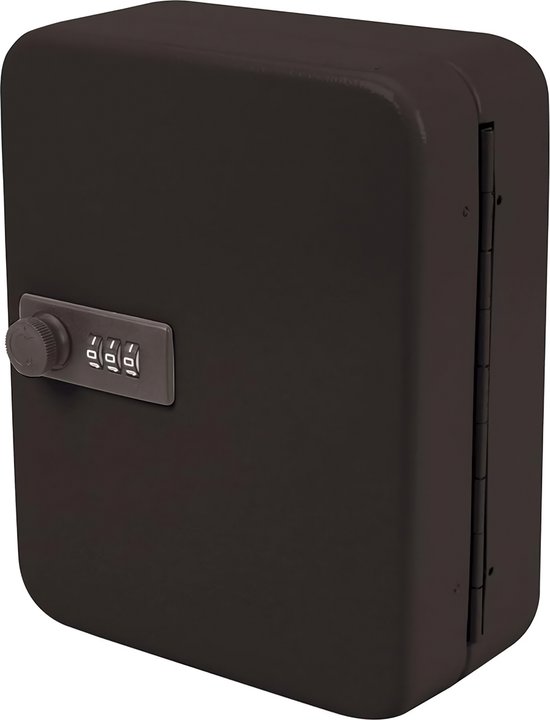 Wedo 10242437 Sleutelkast voor 24 sleutels, 3-cijferig cijferslot, individueel instelbaar, 18,6 x 9,4 x 25 cm, gepoedercoat plaatstaal, incl. bevestiging, lichtgrijs