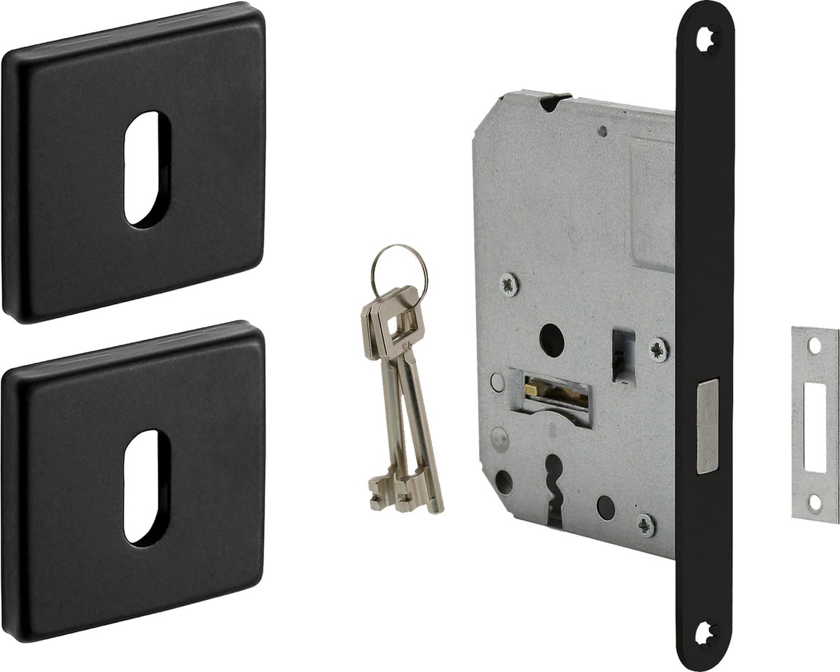 Eliot® baardsleutelrozet set- incl. kastslot met 2 sleutels - mat zwart