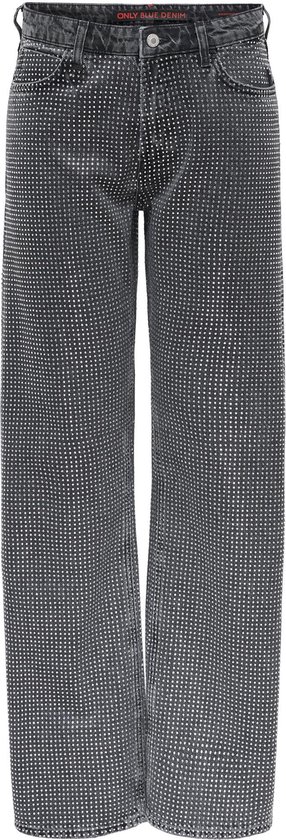 ONLY ONLHUDSON REG WIDE DECO RED DNM CRO Dames Jeans - Grey Denim