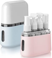 Bol.com Reisflessen set toiletartikelen 50 ml heldere lucht reiscontainer 4 stuks vloeistofcontainer voor cosmetica met etiket e... aanbieding