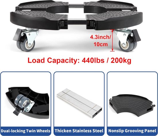 Gerimport Planten Trolley/multiroller - Rond - Zwart - Metaal - 23 Cm Draagkracht Ca 20 Kg