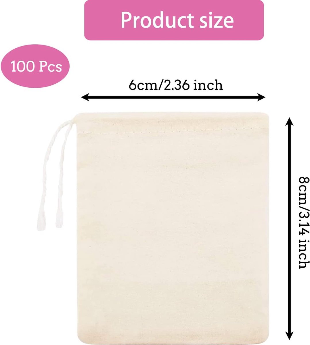 24 Sachets à Épices Réutilisables Coton 15x10cm - Filtration Cuisine, Thé, Soupe, Cordons