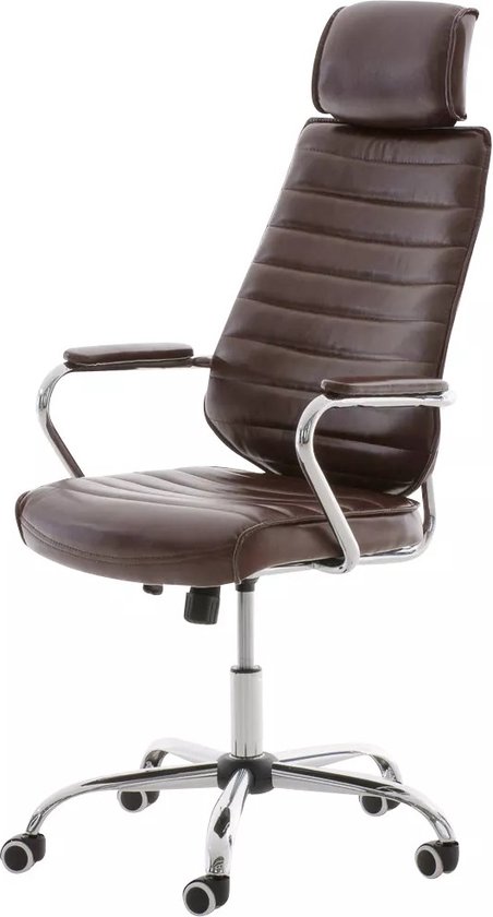 In And OutdoorMatch Premium Bureaustoel Isacco Markus - 100% polyurethaan - Bruin - Op wielen - Ergonomische bureaustoel - Voor volwassenen - In hoogte verstelbaar