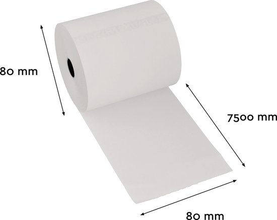 Rouleaux de caisse enregistreuse rouleaux thermiques 80 x 80 x 12 mm - 50 par boîte