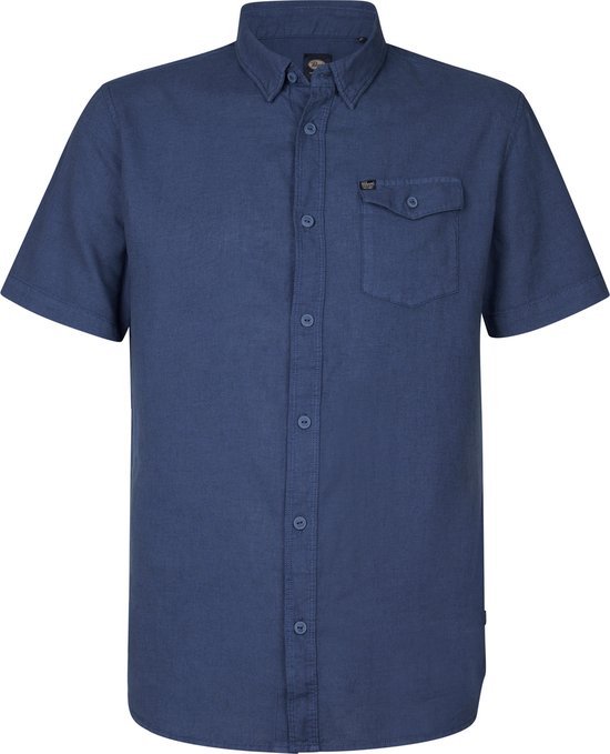 Petrol Industries - Heren Effen Overhemd Serendip - Blauw - Maat XL