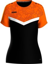 Jako Iconic T-Shirt Dames - Zwart / Fluo Oranje | Maat: 36