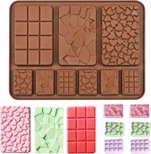 Siliconen bakvorm - Chocoladereep - 9 holtes - 9 repen in 2 formaten - Chocolade, ijsblokjes, zeep, epoxy etc. - Geschikt voor o.a. oven, koelkast, vriezer, magnetron