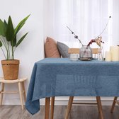 Linnen Tafelkleed Waterafstotend Rechthoekige Tafeldoek met Lotuseffect in Polyester Afneembaar voor Eettafel Partij Blauw 130x220cm