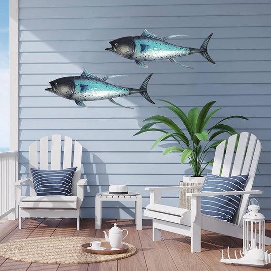 Eurocatch Tonijn - Muurdecoratie 80cm - 3-D Metaal en Glas - Kunst - Mancave Decoratie - Wanddecoratie - Cadeau Idee - Vaderdag Cadeau van Eurocatch — afbeelding 4
