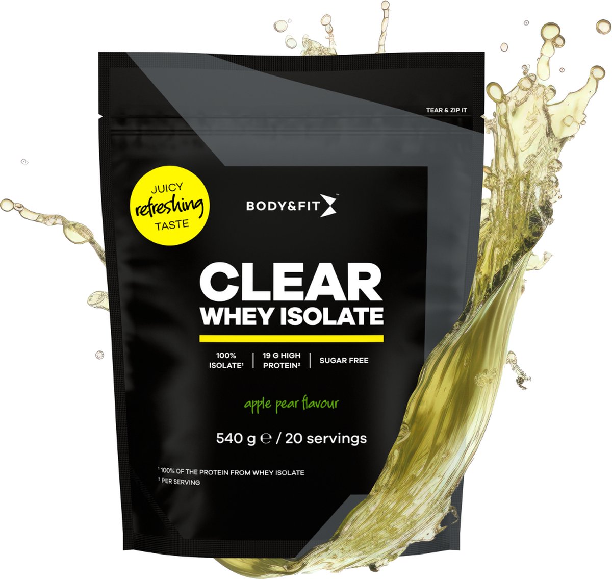 Goedkoopste Body & Fit Clear Whey Isolate - Clear Whey Protein - Proteine Poeder - Proteine Ranja - Eiwit Limonade - Appel Peer - 540 gram (20 shakes