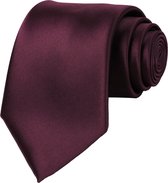 Fako Fashion® - Cravate - Uni - Satin - 8cm - 145cm - Rouge marron
