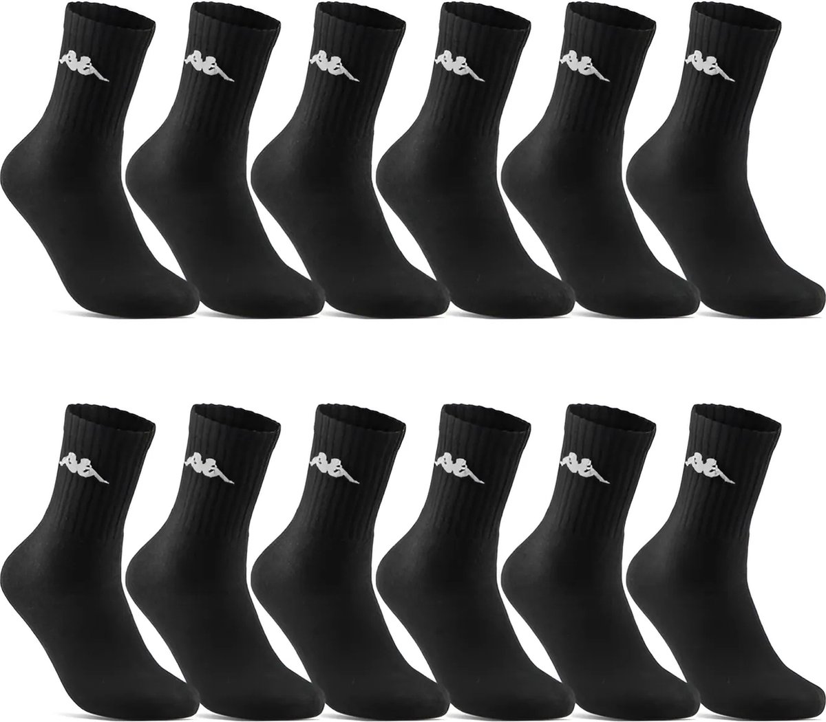 Kappa Multipack - 12 paar sportsokken - Zwarte sokken - maat 43-46 op Prijzenvolger.com