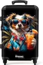 NoBoringSuitcases.com® - Grande valise Chien dans les sphères tropicales - Bagage - Valise de voyage - Valise chariot - Valises 67cm