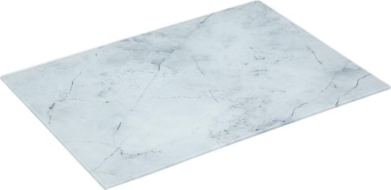 Snijplank van gehard glas, marmerlook, wit, 40 x 30 cm