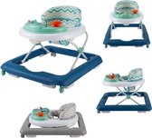 X Adventure Loopstoel / Baby Walker Chevron - Verstelbaar & Comfortabel - Met Afneembaar Speelblad - Inklapbaar Design - Pastel Blue