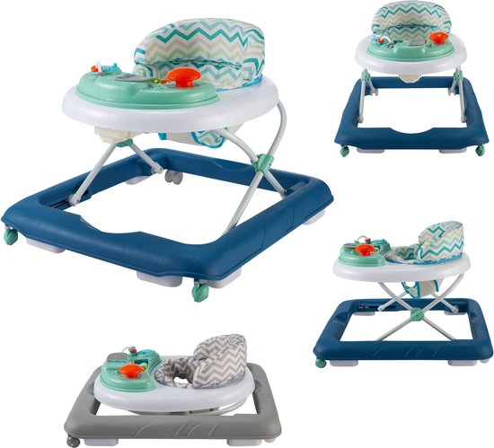 Foto: X adventure loopstoel baby walker chevron verstelbaar comfortabel met afneembaar speelblad inklapbaar design pastel blue