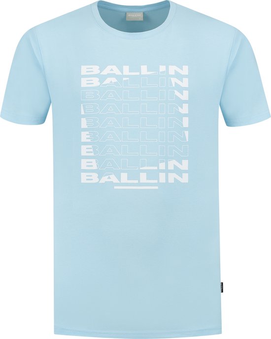 Ballin Amsterdam - Heren Regular fit T-shirts Crewneck SS - Lt Blue - Maat XL