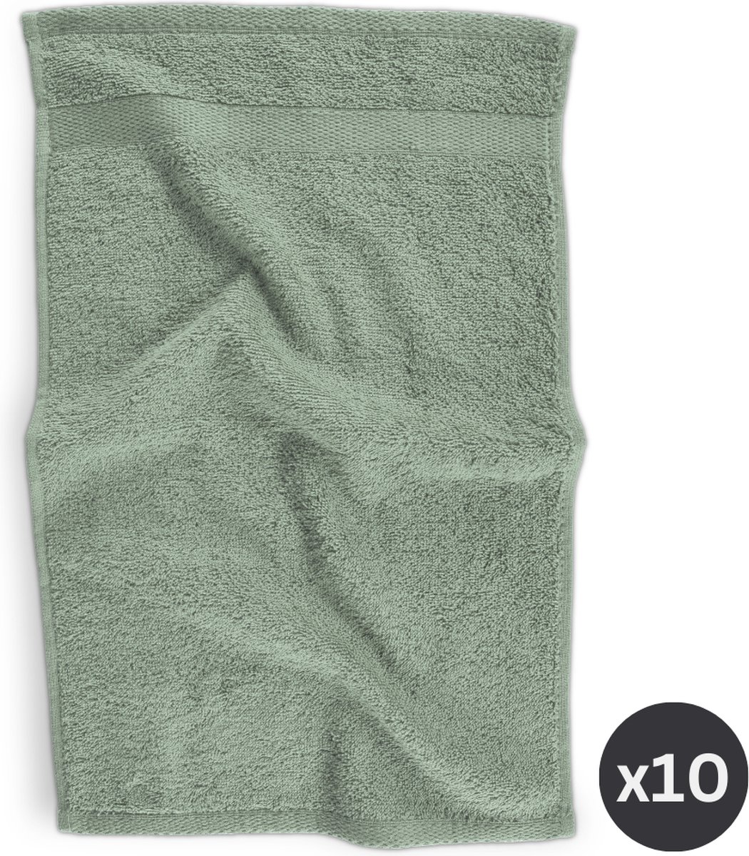 TISECO HOME STUDIO - Gastendoek RIVA - SET/10 - 100% katoen - 450 g/m² - 100% katoen - superzacht en zeer absorberend - 30x50 cm - Groen