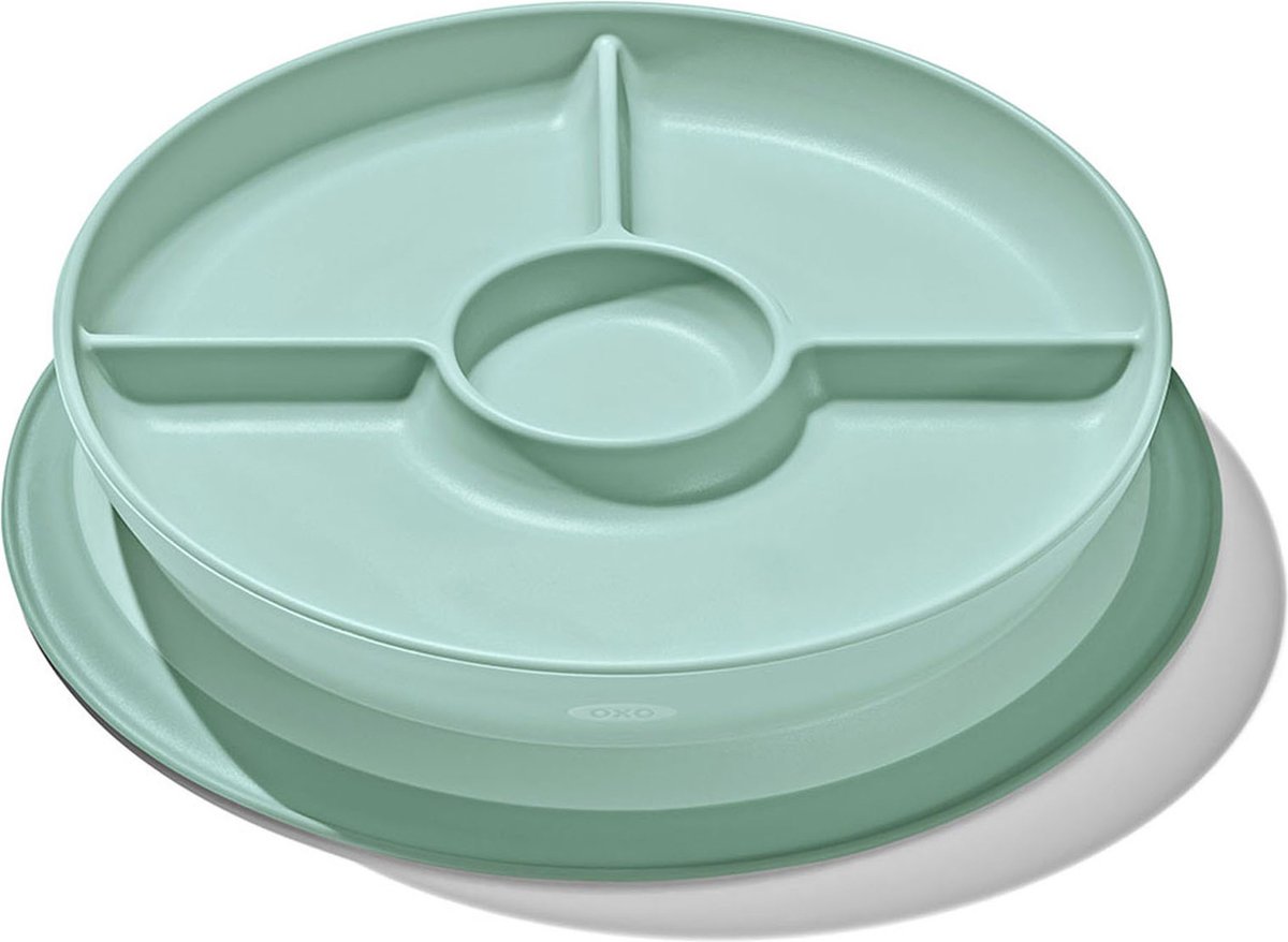 Goedkoopste OXO tot Stick & Stay Bord met 3 vakjes - Babybord - Kinderbord - Bordje zuignap - Baby servies - Opal