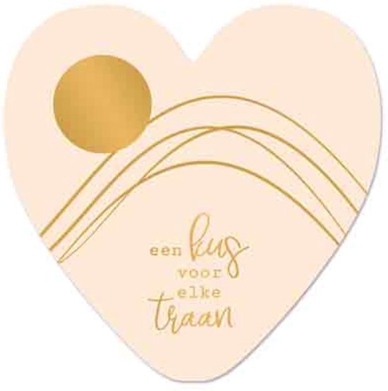 Wenskaart - Een kus voor elke traan - troost - condoleance - steun - denken aan - lief - hart van goud - kaart met standaard artige