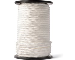SNURO Gevlochten nylon Touw (8mm, 50M) - Slijtvast koord in sterke witte polyamide - Paracord koord - met zeer hoge breeksterktes