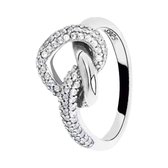 Zilveren Ringen - Zilveren ring Knoop | Met zirkonia | 925 Sterling Zilver - 925 Keurmerk Stempel - 925 Zilver Certificaat - In Leuke Cadeauverpakking - Moederdag tip!