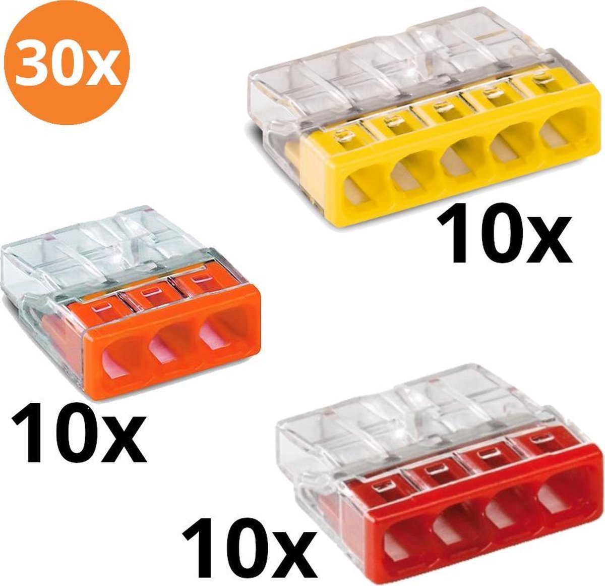 Wago lasklemmenset serie 2273- 3 voudig / 4 voudig / 5 voudig (30 stuks)