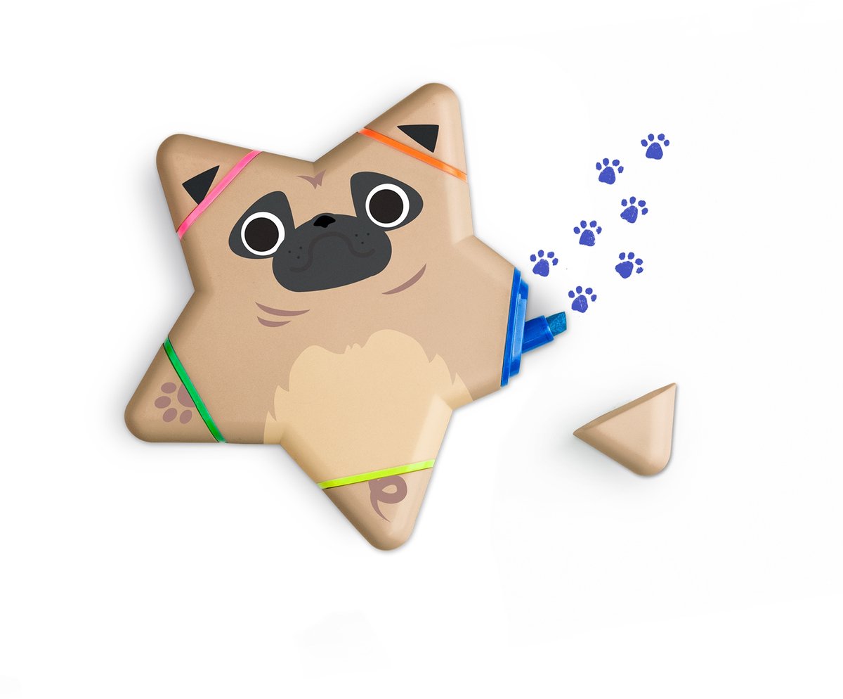 Mustard - Desktop Markeerstiften Paw Dog 5 in 1 - Bruin - Kunststof