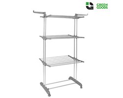 GREENGOODS® - Opvouwbare wasrek met wieltjes 18 stangen - Wasrek - Wastoren - Droogrek - Droogtoren - Wasdroogrek - Wasdroogrek staand - Droogrek staand - Wasrek staand - Wasrek inklapbaar - Droogrek inklapbaar - Waslijn