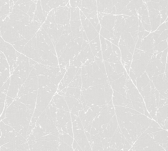 Natuur behang Profhome 305071-GU vliesbehang licht gestructureerd met natuur patroon en metalen accenten wit lichtgrijs zilver 5,33 m2