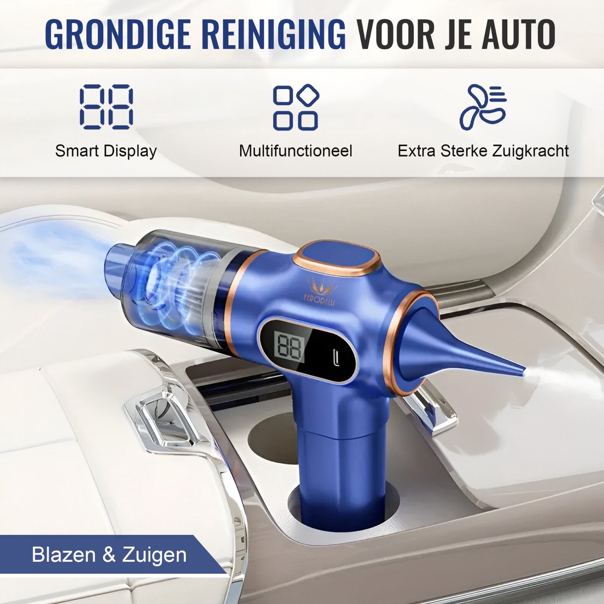 Ferodelli Kruimeldief - Handstofzuiger - Snoerloos - Auto - afbeelding 3