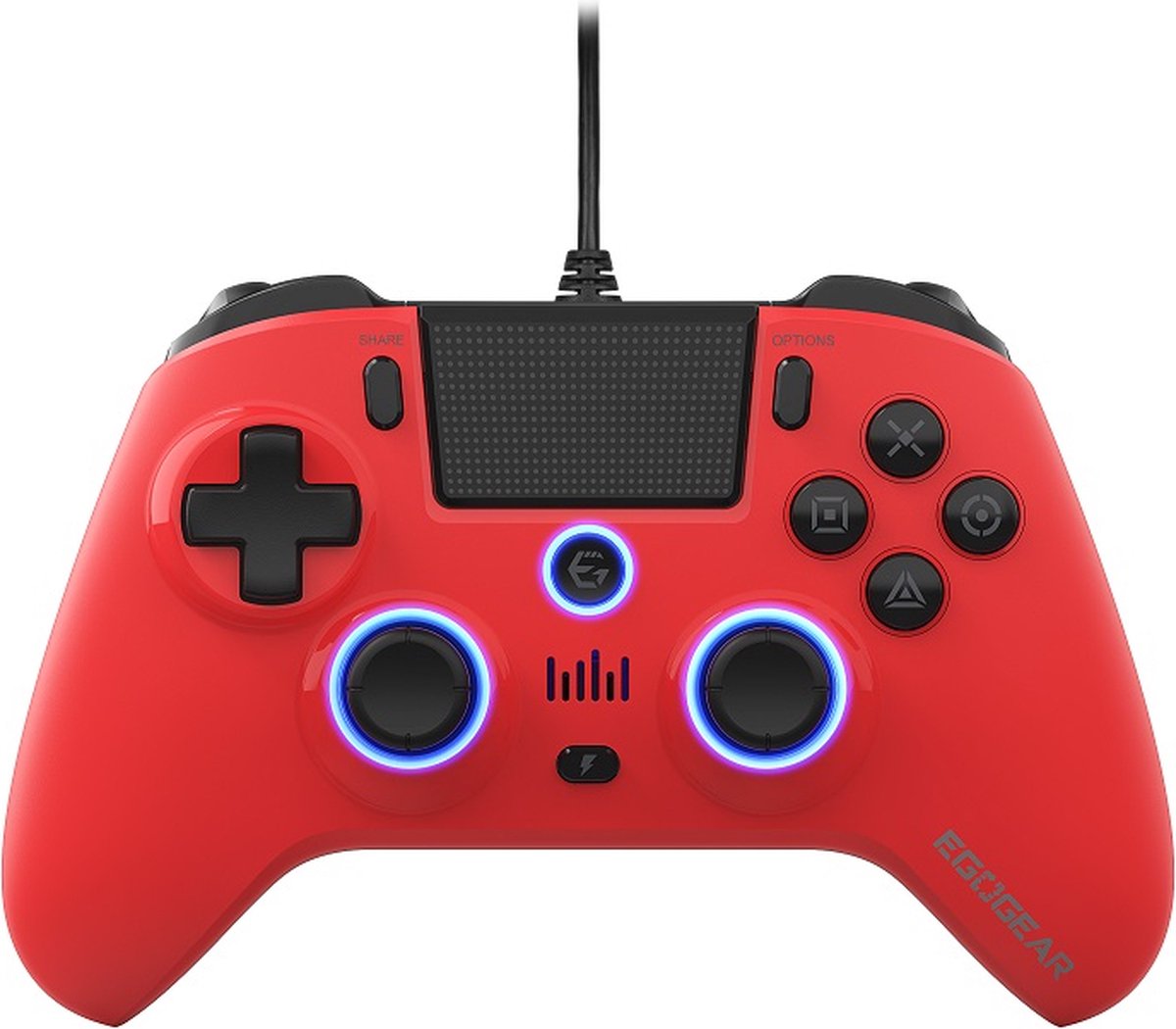 EgoGear - SC10 Bedrade Controller Rood met audio hoofdtelefoonpoort voor PS4, PS3 en PC