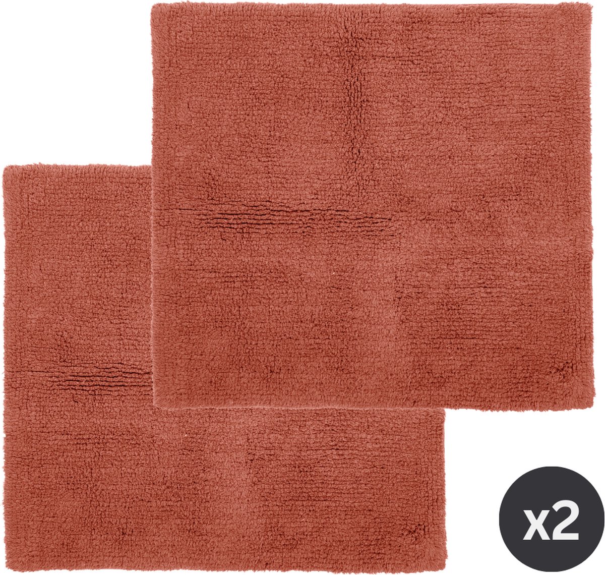 Tiseco Home Studio - Badmat RIVA - SET/2 - 100% katoen - antislip - Vierkant - 60x60 cm - Terra