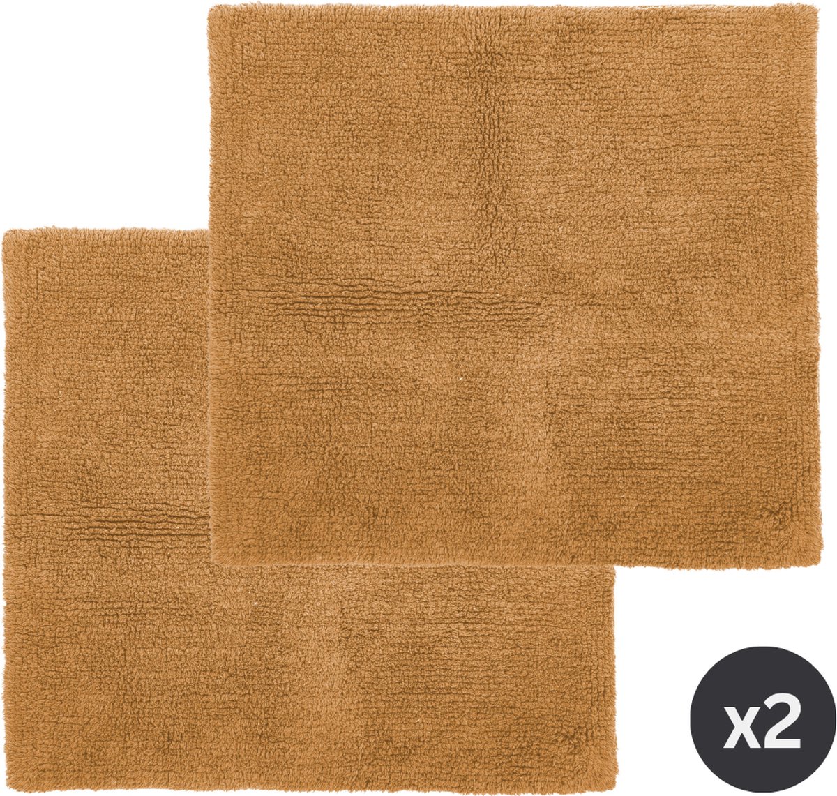 Tiseco Home Studio - Badmat RIVA - SET/2 - 100% katoen - antislip - Vierkant - 60x60 cm - Camel