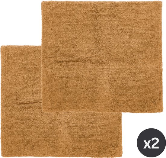 Tiseco Home Studio - Tapis de bain RIVA - - SET/2 - 100% coton - antidérapant - Carré - 60x60 cm - Camel