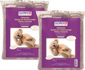 Glorex Hobby vulmateriaal - 2x - polyester - 150 gram voor knuffels/kussens - bruin - donzig