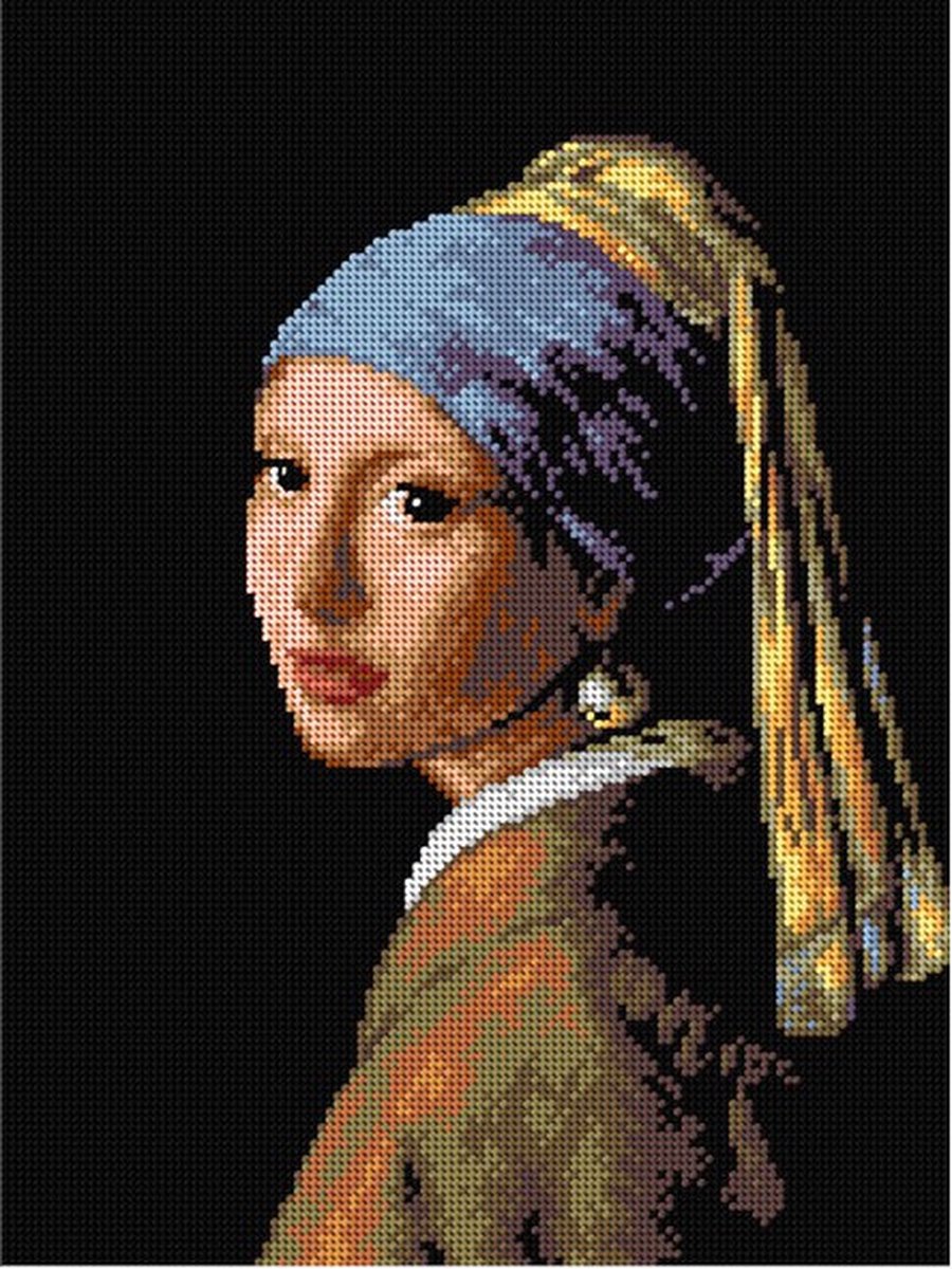 Voorbedrukt stramien HET MEISJE MET DE PAREL - ORCHIDEA 30 x 40 (EXCLUSIEF GARENS)