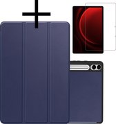 Hoesje Geschikt voor Samsung Galaxy Tab S9 FE Plus Hoesje Case Hard Cover Hoes Book Case Met Uitsparing Geschikt voor S Pen Met Screenprotector - Donkerblauw