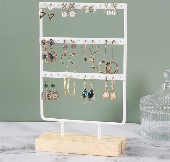 Foto: Oorbellenrekje sieradenhouder wit 36 gaatjes display sieradenrekje juwelenhouder sieraden oorbellenhouder rekje organizer