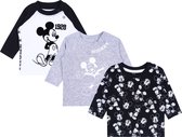 3x zwart-witte shirts met lange mouwen voor baby's - Mickey DISNEY