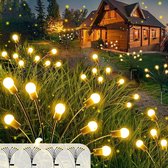 ZEYXINH Solar Lights Outdoor Garden, 4 Pack 8 LED Solar Firefly Lights Outdoor Waterdichte Wuivende Starburst, Tuindecoraties voor Pathway Hek Yard Landscape Party Garden Ornaments, Warm Wit [Energieklasse A++]