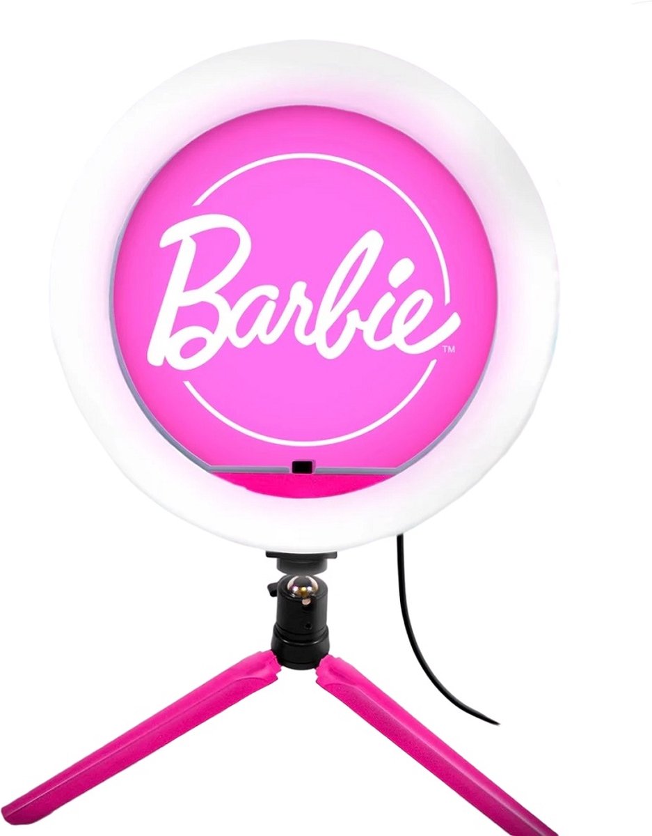 Barbie Streaming Light - Officieel Gelicentieerde Verstelbare Ringlamp met Telefoonhouder, 3 Lichtstanden, Warm, Koel & Neutraal, Cadeau voor Meisjes - Paladone