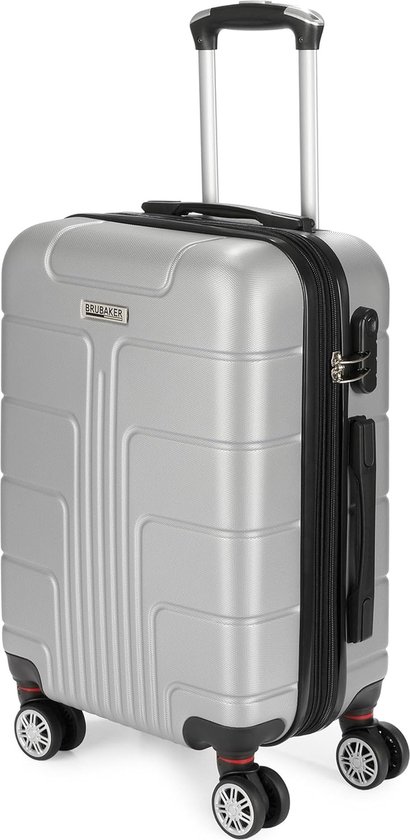 BRUBAKER Handbagage Hardcase Koffer Miami - Uitbreidbare Reiskoffer met cijferslot, 4 Wielen en Comfortabele Handgrepen - 37 x 56 x 24,5 cm ABS Trolley Koffer (M - Zilver)