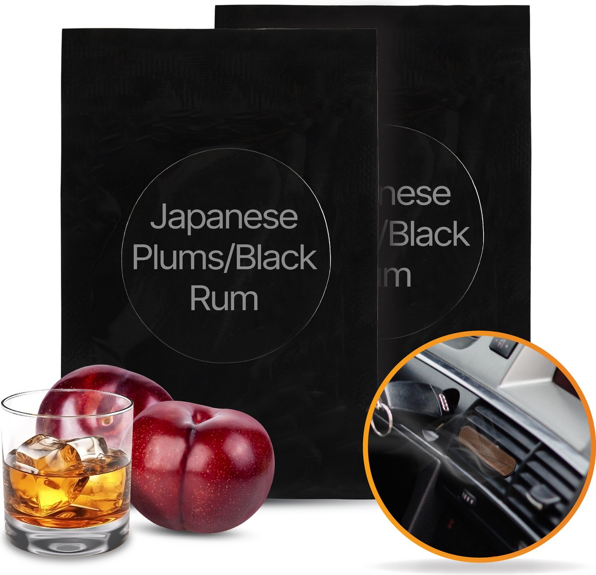 Goedkoopste R2B® Autoparfum Navulling - Japanse Pruim & Zwarte Rum - 2 stuks - Auto Geurverfrisser - Luchtverfrisser - Autogeur - Autoparfum