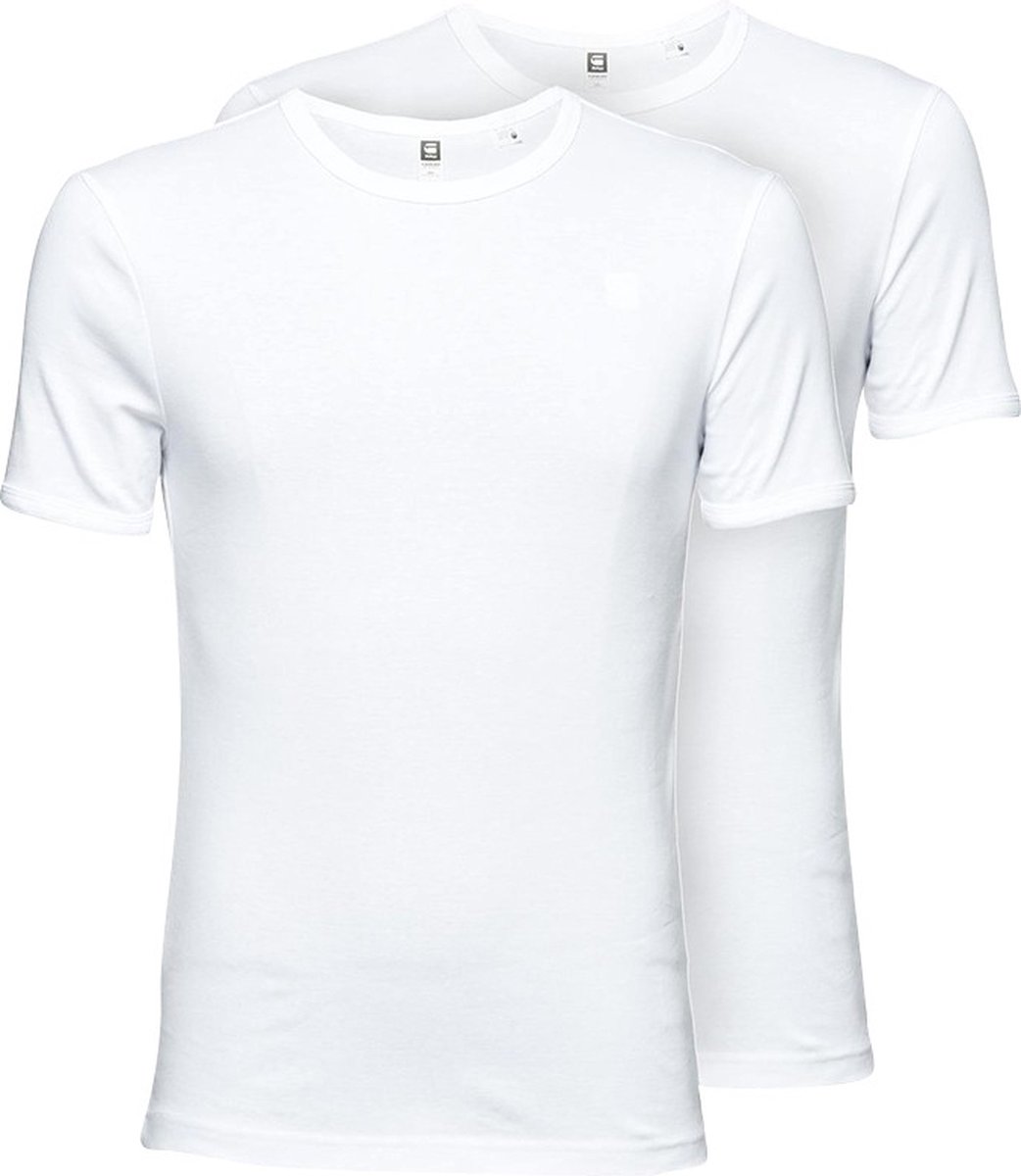 G-Star RAW Heren T-Shirt 2er Pack Basic regular fit M Ronde Hals Volwassenen Wit