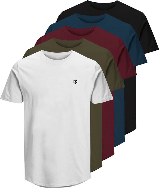 Jack & Jones Heren T-Shirt JPRBLABRODY - Regular Fit 5er Pack regular fit Veelkleurig Ronde Hals Volwassenen