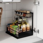 2-laags uitschuifbaar en multifunctioneel onder de gootsteen plank organizer met uittrekbare schuifplank voor thuis opslag keuken badkamer Sink organizer