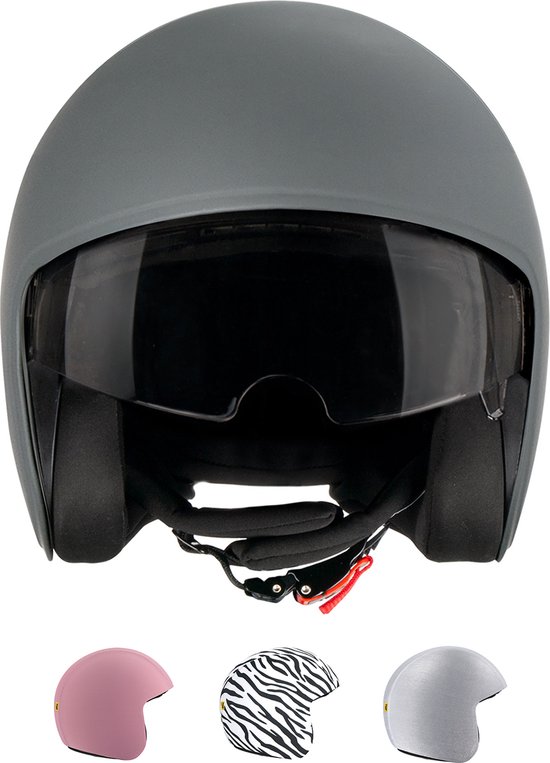 TOF BASE HELM - Geschikt voor verwisselbare TOF SKIN - Nieuw Nederlands merk - Tijdelijke introductieprijs - Scooterhelm - Jethelm - Fashion helm - Retro helm - Brommer helm - Goedgekeurde helm